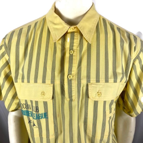Vintage Van Huesen Custom Club  Mens Shirt XL Ocean Club Summer League Banded - Picture 3 of 6